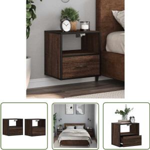 vidaXL Wandmontage - Nachtkast - Nachtkastjes 2st wandgemonteerd 40x31x39,5cm bruin eikenkleurig - Slaapkamers - Kast - Houten Meubels