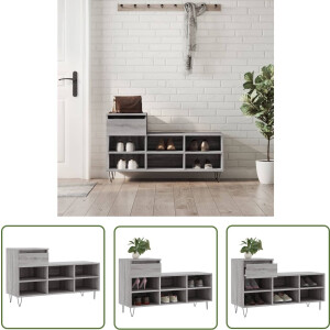 vidaXL Schoenuitlegger - Schoenenkast - Schoenenkast 102x36x60 cm bewerkt hout sonoma grijs - Bergruimte - Opslagkasten - Houten Kast
