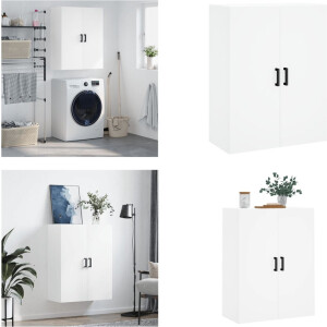 vidaXL Wandkast 69-5x34x90 cm wit - Wandkast - Wandkasten - Hangkast - Hangende Kast