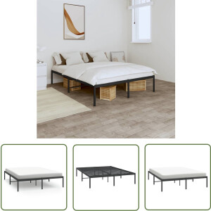 vidaXL Klassiek Bed - Robuust Bed Frame - Bedframe metaal zwart 140x200 cm - Staal Bedframe - Zwart Bedframe - Logeerbed