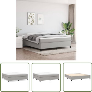 vidaXL Tweepersoons Bed - Boxspring Frame - Bedframe zonder matras stof lichtgrijs 160x200 cm - Licht Grijs Bed - Stoffen Bed - Slaapcomfort