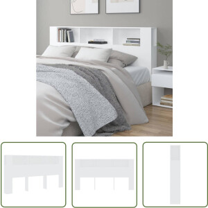 vidaXL Hoofdkast - Hoofd Bordkast - Hoofdbordkast 200x18,5x104,5 cm wit - Slaap Kamer - Bedroom Furniture - Houten Hoofdbord