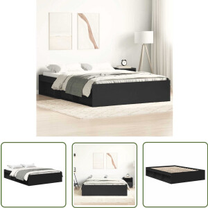 vidaXL Zwarte Bedpost - Houten Bed Frame - Bedframe zwart 120x200 cm - Tweepersoons Bed - Boxspring Bed - Modern Bed