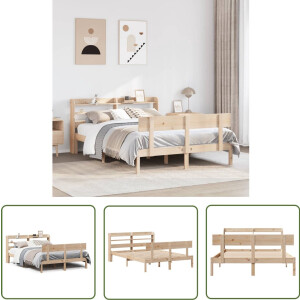 vidaXL Houten Bed - Bed Frame - Bedframe zonder matras massief grenenhout 160x200 cm - Grenen Hout - Boxspring - Slaapcomfort