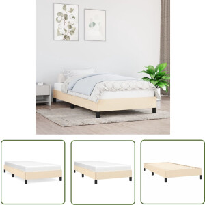 vidaXL Houten Bed Frame - Bed Frame - Bedframe zonder matras 80x200 cm stof crèmekleurig - Stoffen Bed Frame - Creme Bed Frame - Tweepersoons Bed Frame
