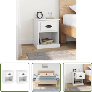 vidaXL Kastjes - Nachtkastjes - Nachtkastjes 2 st 39x39x47,5 cm bewerkt hout hoogglans wit - Meubilair - Slaapkamers - Decoratie