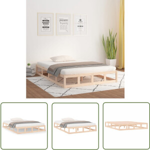 vidaXL Massief Grenenhout - Houten Bedframe - Bedframe massief hout 140x190 cm - Bedframe 140x190 - Slaapcomfort - Modern Bedframe