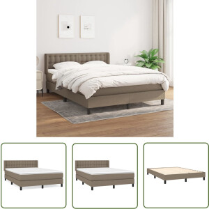 vidaXL Boxspring - Boxspringbed - Boxspring met matras stof taupe 140x200 cm - Tweepersoonsbed - Slaapcomfort - Pocketed Veren