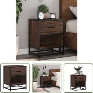 vidaXL Bijzettafel - Nachtkastje - Nachtkastje 40x31x50 cm bewerkt hout bruin eikenkleurig - Houten Kast - Bruin Eiken - Woonkamer