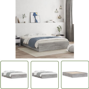 vidaXL Bedframe - Slaapkamers - Bedframe met lades bewerkt hout grijs sonoma eiken 140x190 cm - Houten Bed - Ladekasten - Grijze Bed