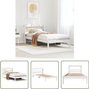 vidaXL Houten Bed - Bed Frame - Bedframe zonder matras massief grenenhout wit 140x200 cm - Grenen Hout - Bedbank - Slaapkamers