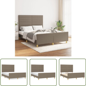 vidaXL Tweepersoons Bed - Bed Frame - Bedframe zonder matras stof taupe 140x200 cm - Houten Bed - Bed Met Hoofdeinde - Stof Bed