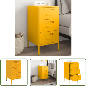 vidaXL Industrieel Design - Nachtkastje - Nachtkastje 36x39x68 cm staal mosterdgeel - Staalkast - Mustard Geel - Vintage Look