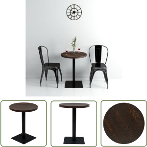 vidaXL Bistrotafeltjes - Bistrottafel - Bistrotafel rond 60x75 cm MDF en staal donker essenkleur - Kleine Tafeltje - Eetkamertafel - Salontafel