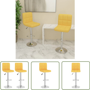 vidaXL Barkruk - Barstoel - Barkrukken 2 st stof mosterdgeel - Eetkamerstoel - Stoel - Lounge Stoel