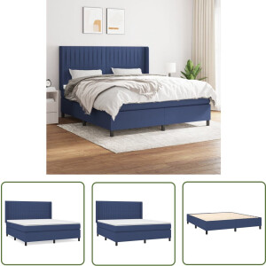 vidaXL Boxsprings - Boxspringbed - Boxspring met matras stof blauw 180x200 cm - Slaapkamer Meubels - Tweepersoonsbed - Blauwe Bed