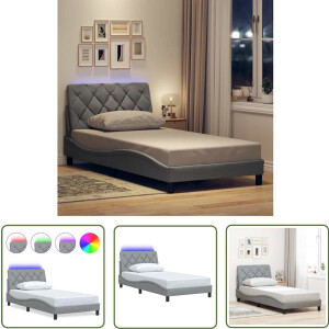 vidaXL Led Bed - Bed Frame - Bedframe met LED zonder matras stof 100x200 cm lichtgrijs - Slaap Kamer - Boxspring - Tweepersoons Bed