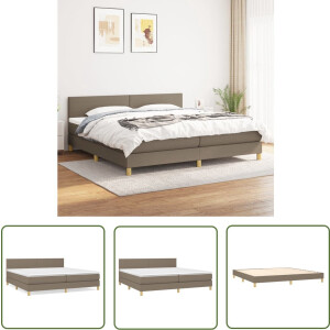 vidaXL Boxspringbed - Boxspring - Boxspring met matras stof taupe 200x200 cm - Bed Frame - Tweepersoonsbed - Pocketed Veren Matras