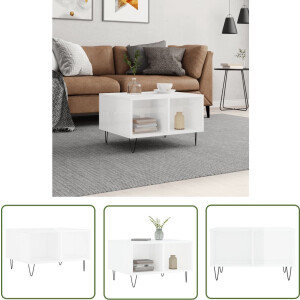 vidaXL Bijzettafel - Salontafel - Salontafel 60x50x36,5 cm bewerkt hout hoogglans wit - Houten Salontafel - Witte Salontafel - Modern Design