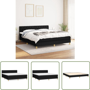 vidaXL Pocketvering - Boxspringbed - Boxspring met matras stof zwart 160x200 cm - Slaapcomfort - Zwarte Boxspring - Hoofdboard