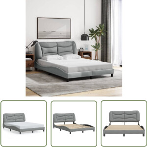 vidaXL Bedframe - Slaapcomfort - Bedframe zonder matras Hvar stof lichtgrijs 140x200 cm - Boxspring - Tweepersoonsbed - Hoofdbord