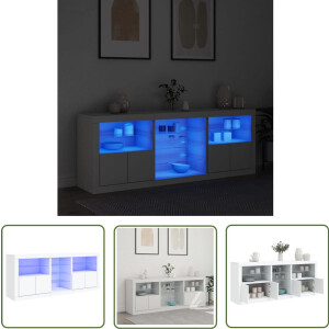 vidaXL Modern Dressoir - Dressoir - Dressoir met LED-verlichting 181,5x37x67 cm wit - Houten Dressoir - Witte Dressoir - Led Verlichting