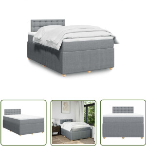 vidaXL Matras - Boxspring - Boxspring met matras stof lichtgrijs 120x190 cm - Boxspringbed - Slaapkamer - Bed Frame