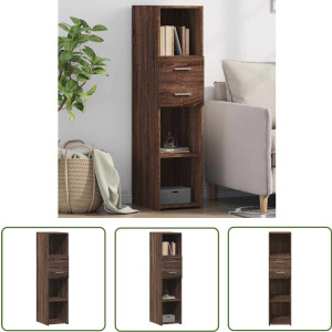 vidaXL Bruine Eiken Kleur - Hoge Kast - Hoge kast 30x42,5x124 cm bewerkt hout bruin eikenkleurig - Houten Kast - Bewerkt Hout - Opslagkast