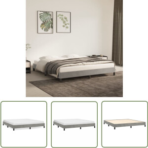 vidaXL Grijs Bed - Fluweel Bed - Bedframe zonder matras 180x200 cm fluweel lichtgrijs - Tweepersoons Bed - Boxspring Bed - Hoofdbord Bed