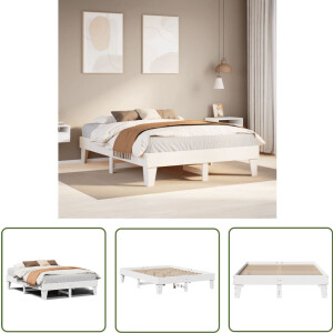vidaXL Grenenhout - Bedframe - Bedframe zonder matras massief grenenhout wit 160x200 cm - Massief Hout - Bed - Slaapkamer