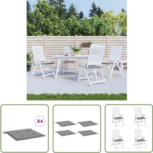 vidaXL Oxford Stof - Tuinstoel Kussentjes - Tuinstoelkussens 4 st 40x40x4 cm oxford stof grijs - Outdoor Kussens - Balkon Kussens - Tuinkamer Accessoires
