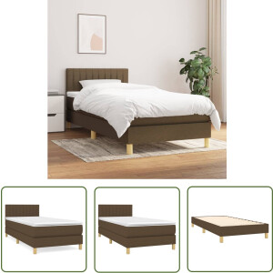 vidaXL Donkere Bruine Bed - Boxspringbed - Boxspring met matras stof donkerbruin 90x200 cm - Tweepersoonsbed - Boxspring Frame - Pocketed Spring Mattress