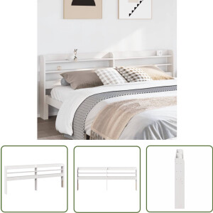 vidaXL Houten Hoofdbord - Hoofdbord - Hoofdbord met schappen 180 cm massief grenenhout wit - Grenenhouten Hoofdbord - Hoofdbord Met Opbergvakken - Slaapkamersdecoratie