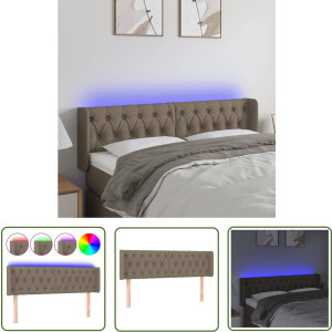 vidaXL Hoofdbord Taupe - Hoofd Bord Led - Hoofdbord LED 163x16x78/88 cm stof taupe - Hoofdbord Met Verlichting - Led Lampen Headboard - Bedroom Decor