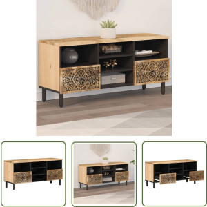 vidaXL Mangohout - Tv-meubel - Tv-meubel 100x33x46 cm massief mangohout - Retro Tv-meubel - Salontafel - Livingroom Furniture