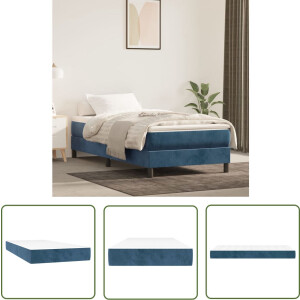 vidaXL Fluweel Matras - Pocketveringmatras - Pocketveringmatras 80x200x20 cm fluweel donkerblauw - Matras Blauw - Tweepersoons Matras - Medium Hard Matras