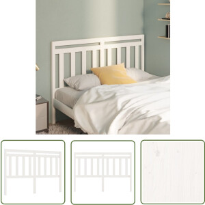 The Living Store Hoofdbord 146x4x100 cm massief grenenhout wit - Houten Hoofdbord - Hoofdeinde - Klassieke Uitstraling - Grenenhout - Wit Hoofdbord