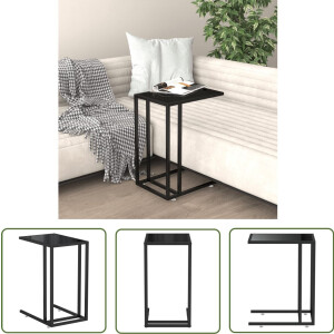 vidaXL Salontafel - Computer Bijzettafel - Computer bijzettafel 50x35x65 cm gehard glas zwart - Bijzet Tafeltje - Zwarte Bijzettafel - Glas Bijzettafel