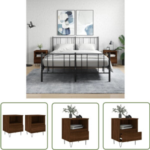 vidaXL Nachtkastjes - 2 stuks - Bruin Eiken - 40x35x50 cm Nachtkast - Kastje - Slaapkamermeubilair - Houten Meubel - Bruine Meubels