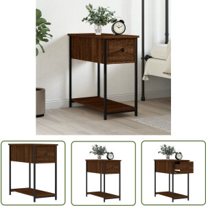 vidaXL Vintage - Nachtkastje - Nachtkastje 30x60x60 cm bewerkt hout bruin eikenkleur - Woonkamermeubel - Bruine Eiken - Houten Kast