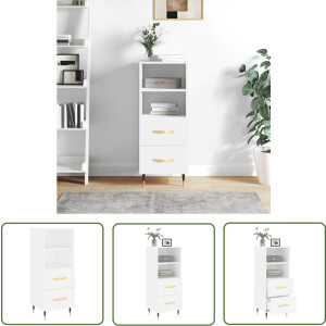 vidaXL Houten Dressoir - Dressoir - Dressoir 34,5x34x90 cm bewerkt hout wit - Witte Dressoir - Salontafel - Tv Tafel