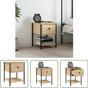 vidaXL Nachtkastje - Sonoma Eiken - 34x35,5x45 cm Nachtkastje - Kast - Slaapkamers - Meubels - Houten Meubelen