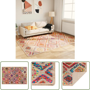 vidaXL Multikleuren Vloerkleed - Vloerkleed - Vloerkleed wasbaar anti-slip 160x230 cm meerkleurig - Digitale Print - Fluweel Vloerkleed - Geluid Absorberend Vloerkleed