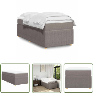 vidaXL Slaapcomfort - Boxspring - Boxspring met matras stof taupe 100x200 cm - Matras - Pocketvering - Taupe