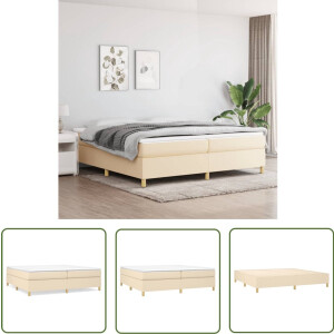 vidaXL Crèmekleurig Bedframe 200x200 cm - Stof Boxspring Frame - Slaapkamer Meubels - Bed Frame - Creme Kleur - Twee Persoons Bed