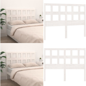 vidaXL Hoofdbord 125,5x4x100 cm massief grenenhout wit - Hoofdbord - Hoofdborden - Hoofdeinde - Houten Hoofdbord