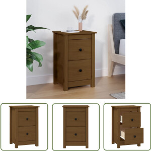 vidaXL Grenenhouten Nachtkastje - Nachtkastje - Nachtkastje 40x35x61,5 cm massief grenenhout honingbruin - Massief Hout - Vintage Nachtkastje - Slaapkamersmeubel