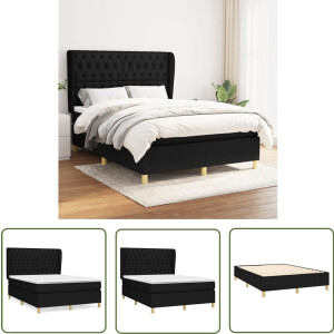 vidaXL Boxspring Zwart 140x190 cm met Matras Boxspringbed - Boxspring - Tweepersoonsbed - Slaapcomfort - Matras