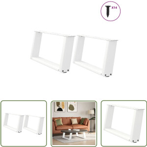 vidaXL Metalen Tafelpoten - Salontafel Potten - Salontafelpoten 2 st U-vormig 60x(30-31) cm staal wit - Witte Tafelpoten - U-vormige Tafelpoten - Salontafel Onderstel