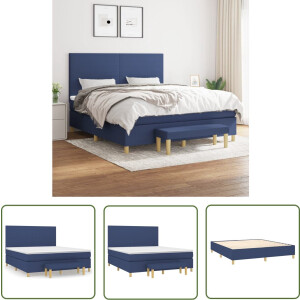 vidaXL Boxspring - Boxspringbed - Boxspring met matras stof blauw 180x200 cm - Bed Frame - Tweepersoonsbed - Slaapcomfort